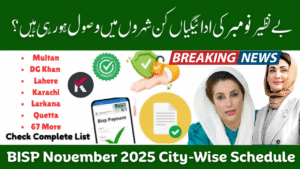 BISP November 2025 Payment Schedule – City-Wise Distribution Dates Announced